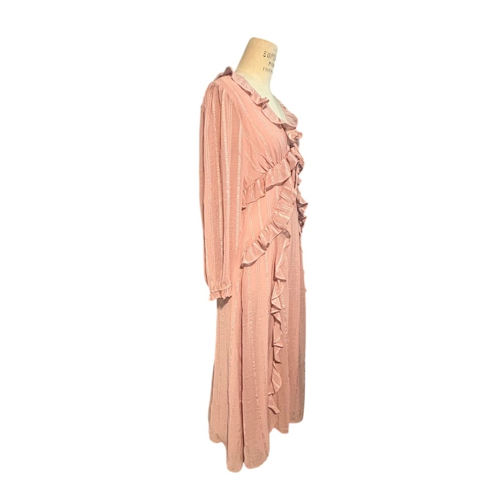 Storia Blush Pink Ruffle Stripe Maxi Dress Women Small NWT Wedding Coquette - Picture 2 of 10